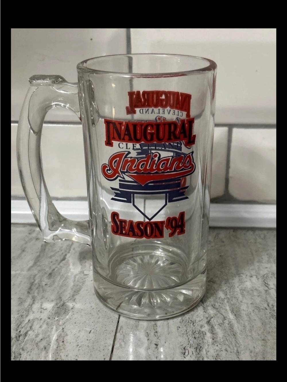 CLEVELAND INDIANS 1994 Inaugural Season 5.5" Glass Mug